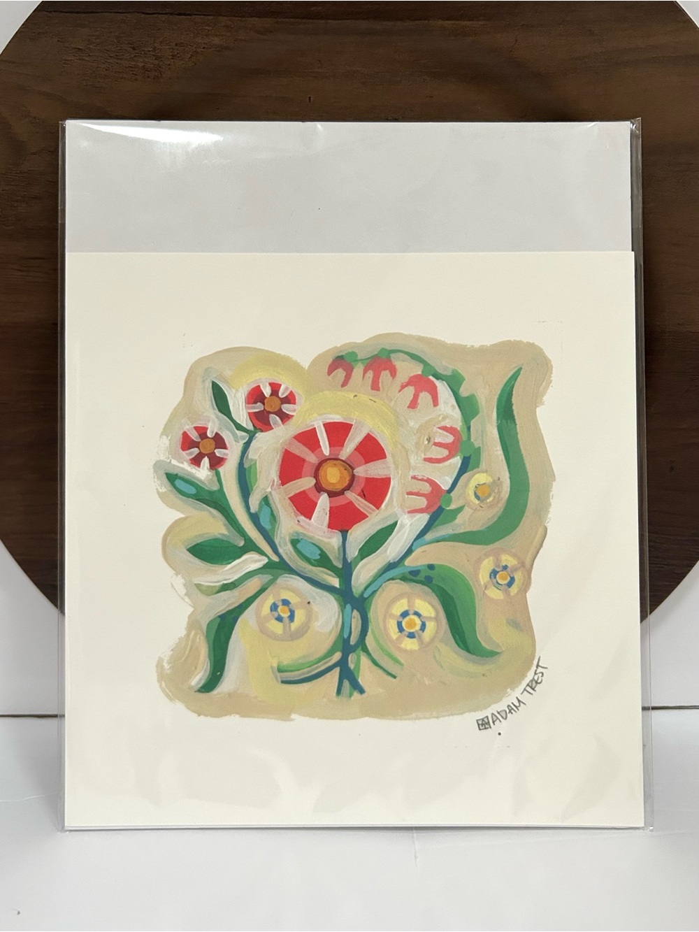 Adam Trest “Summer Bouquet” Whimsical Art Print 8 x 8 Square New 8 x 8 Signed